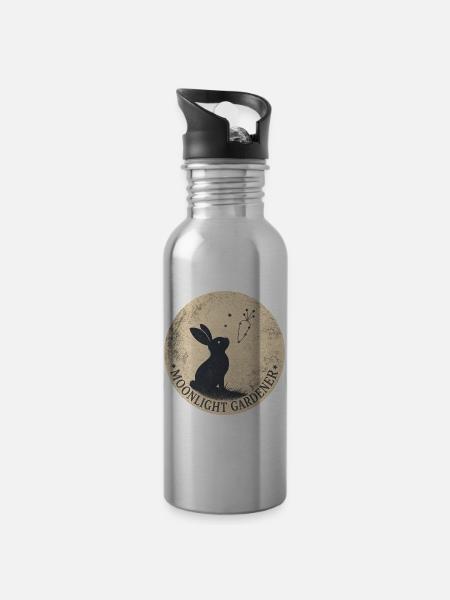 MOONLIGHT GARDENER - Trinkflasche mit integriertem Trinkhalm - Lightsilver