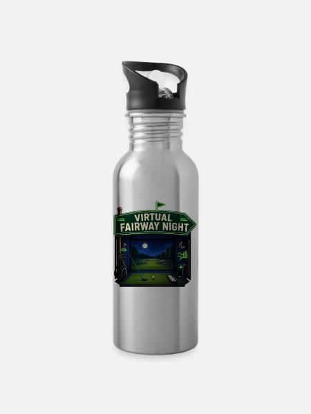 VIRTUAL FAIRWAY NIGHT - Trinkflasche mit integriertem Trinkhalm - Lightsilver