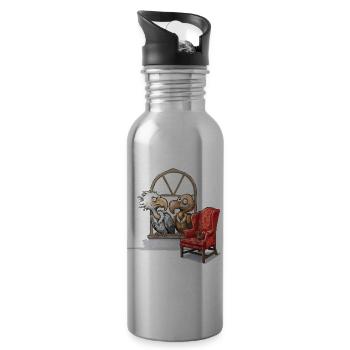 Vogelduett am Fenster - Trinkflasche mit integriertem Trinkhalm - Lightsilver - Rechts