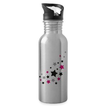 Sterne - Stars - Weltraum - Trinkflasche mit integriertem Trinkhalm - Lightsilver - Rechts