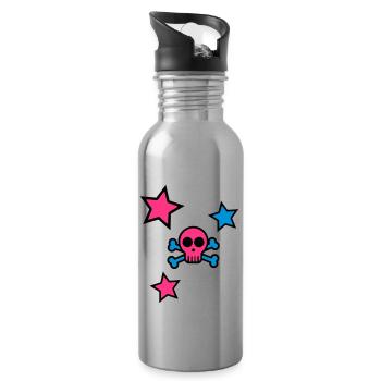 skull - Trinkflasche mit integriertem Trinkhalm - Lightsilver - Rechts