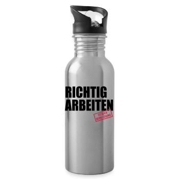 arbeiten ist auch keine Lösung - Trinkflasche mit integriertem Trinkhalm - Lightsilver - Rechts