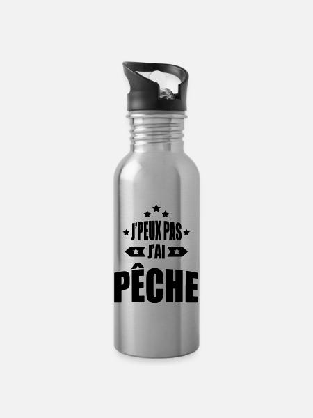 j'peux pas j'ai pêche - Gourde avec paille intégrée - argent clair