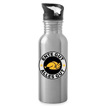 Ente gut alles gut - Trinkflasche mit integriertem Trinkhalm - Lightsilver - Rechts