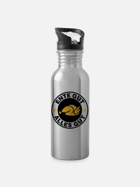 Ente gut alles gut - Trinkflasche mit integriertem Trinkhalm - Lightsilver