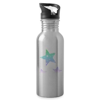 Regenbogensterne Regenbogen Sterne Pastell Farben - Trinkflasche mit integriertem Trinkhalm - Lightsilver - Rechts