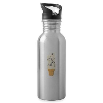 Chat sur glace Chat chat de la maison cadeau - Gourde avec paille intégrée - argent clair - Droite