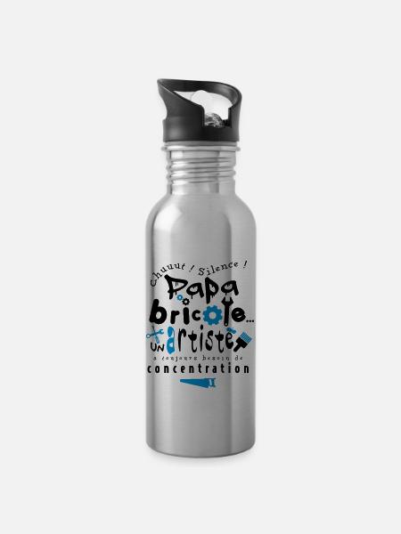 papa bricoleur - Gourde avec paille intégrée - argent clair