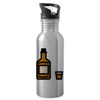 Whiskey bottle, whiskey bottle - Water bottle with straw - silver - Right