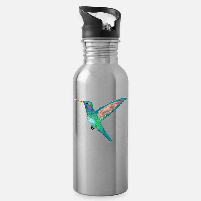 Kolibri Kleinster Vogel der Welt Bienenelfe Nektar - Trinkflasche mit integriertem Trinkhalm - Lightsilver