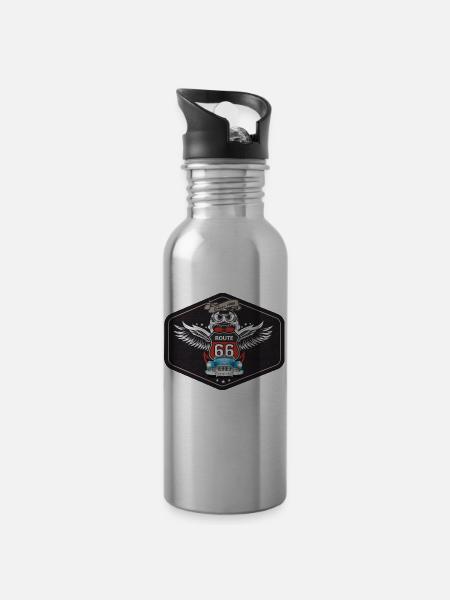 ROUTE 66 - Gourde avec paille intégrée - argent clair