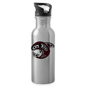 Whale totem - Water bottle with straw - silver - Right