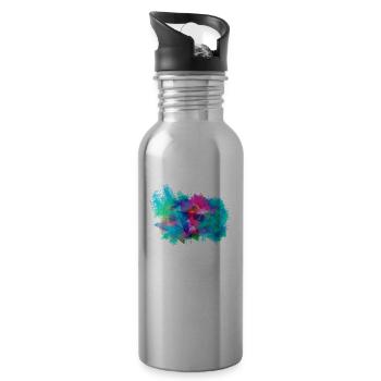 Abstract background colorful - Water bottle with straw - silver - Right