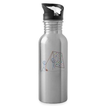 Klettern Strichmännchen, Kletterwand, abseilen - Trinkflasche mit integriertem Trinkhalm - Lightsilver - Rechts