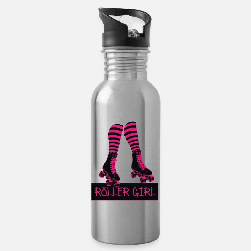 Rollschuhe Rollerblades Roller girl - Trinkflasche mit integriertem Trinkhalm - Lightsilver