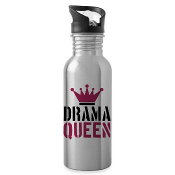 stamp drama queen cool woman princess female - Water bottle with straw - silver - Right