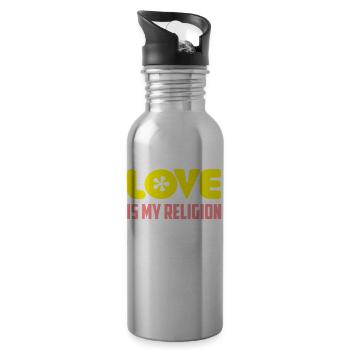 Liebe ist mein lustiges Zitat - Trinkflasche mit integriertem Trinkhalm - Lightsilver - Rechts