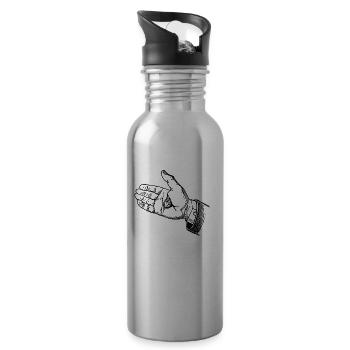 Hand mit Münze - Trinkflasche mit integriertem Trinkhalm - Lightsilver - Rechts