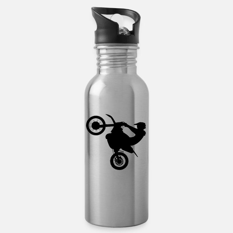 Wheelie Summer - Trinkflasche mit integriertem Trinkhalm - Lightsilver