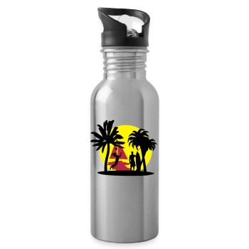 Beach, summer, sun - Water bottle with straw - silver - Right