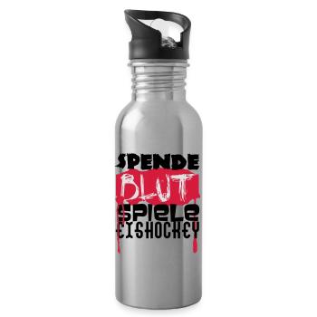 Spende Blut - Spiel Eishockey - Trinkflasche mit integriertem Trinkhalm - Lightsilver - Rechts