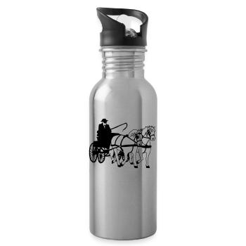 Carriage color customizable two-horse gift horse - Water bottle with straw - silver - Right