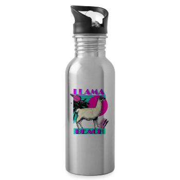 Llama Beach - Water bottle with straw - silver - Right