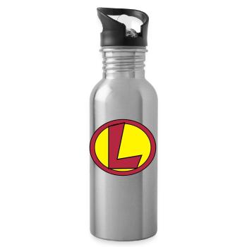 Super, Superheld, Superheldin, Hero, L - Trinkflasche mit integriertem Trinkhalm - Lightsilver - Rechts