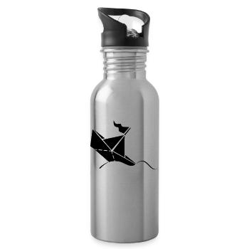 Sinking paper boat / paper titanic (1c) - Water bottle with straw - silver - Right