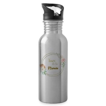team of the bride gold and flowers - Water bottle with straw - silver - Right