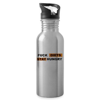 Fuck Diets Stay Hungry - Trinkflasche mit integriertem Trinkhalm - Lightsilver - Rechts