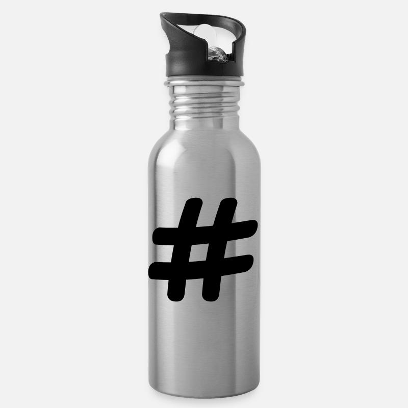 Hashtag - Gourde avec paille intégrée - argent clair