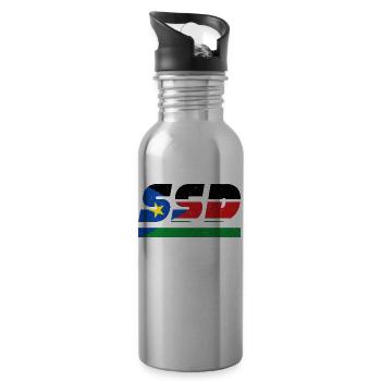 Südsudan Fahne Flagge SSD - Trinkflasche mit integriertem Trinkhalm - Lightsilver - Rechts