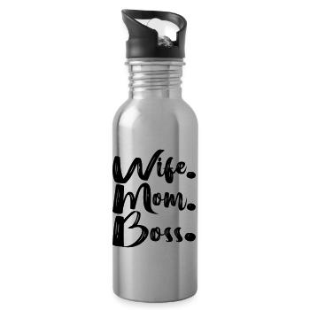 Wife Mom Boss - Trinkflasche mit integriertem Trinkhalm - Lightsilver - Rechts