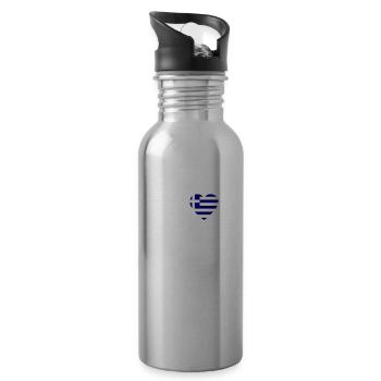 I LOVE ekg heartbeat Griechenland greece - Trinkflasche mit integriertem Trinkhalm - Lightsilver - Rechts