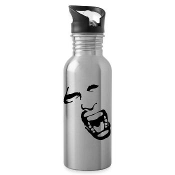 Crying face / Pain / Gesicht / Schmerz - Trinkflasche mit integriertem Trinkhalm - Lightsilver - Rechts