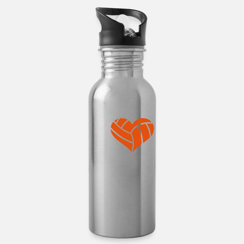 Beachvolleyball - Trinkflasche mit integriertem Trinkhalm - Lightsilver