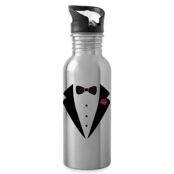 bow_tie_anzug_002 - Water bottle with straw - silver - Right