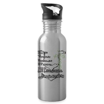 Yahweh Jeshua Lion Cross - Water bottle with straw - silver - Right