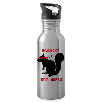 Méfiez-vous des écureuils écureuils ninja - Gourde avec paille intégrée - argent clair - Droite