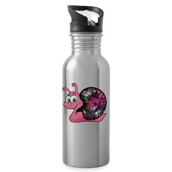 sweet Opal Snail - süsse Opal Schnecke - Trinkflasche mit integriertem Trinkhalm - Lightsilver - Rechts
