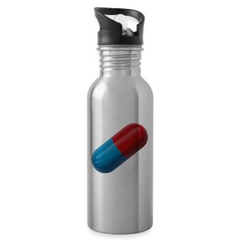 Trendiges Pillen-Design - Trinkflasche mit integriertem Trinkhalm - Lightsilver - Rechts