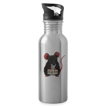Douce souris / rat aimerait être embrassée - Gourde avec paille intégrée - argent clair - Droite
