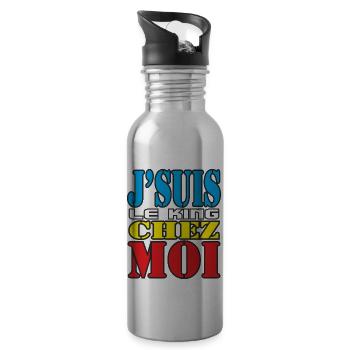 Woezoo - Je suis le King chez moi - Gourde avec paille intégrée - argent clair - Droite