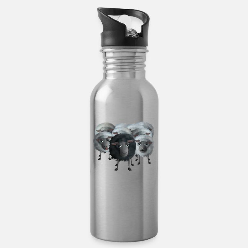 Sweet sheep - I the black sheep - Water bottle with straw - silver
