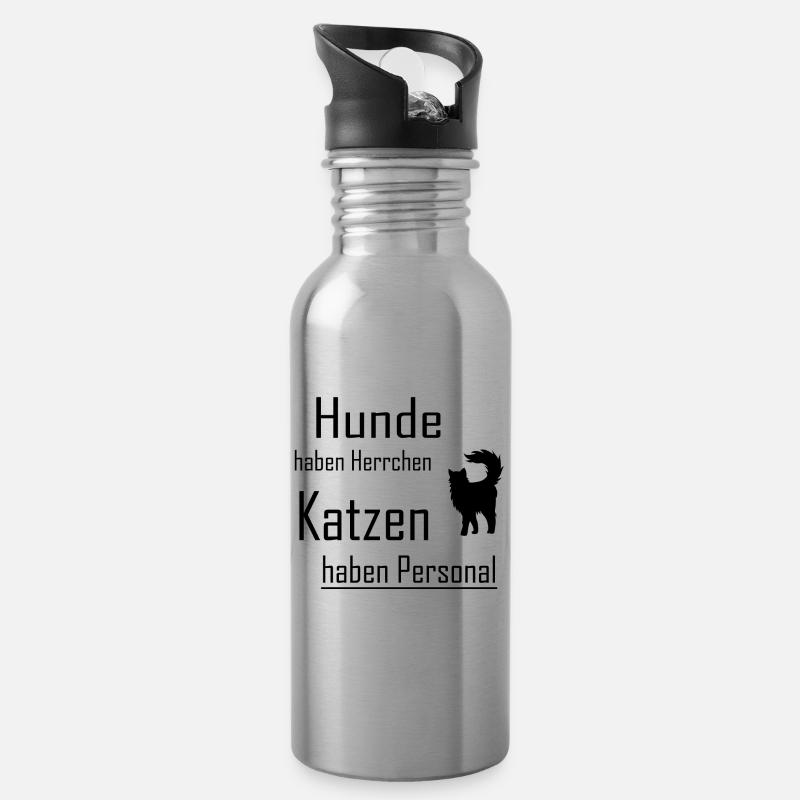 Hunde Katzen Herrchen Personal - Trinkflasche mit integriertem Trinkhalm - Lightsilver