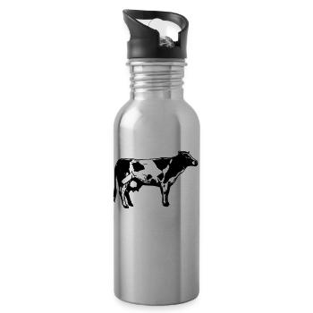 Kuh-Logo - Trinkflasche mit integriertem Trinkhalm - Lightsilver - Rechts