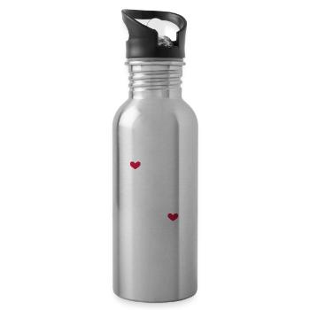 Linie Herz Strich Ornament - Trinkflasche mit integriertem Trinkhalm - Lightsilver - Rechts
