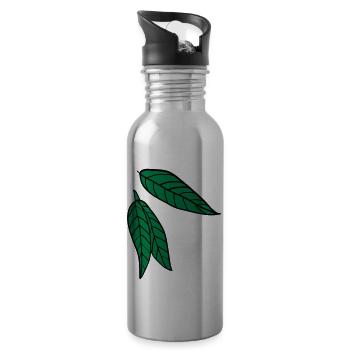 green nature leaves c2 - Water bottle with straw - silver - Right