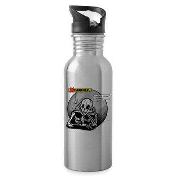 Halloween is coming they said Skelett Horror Comic - Trinkflasche mit integriertem Trinkhalm - Lightsilver - Rechts